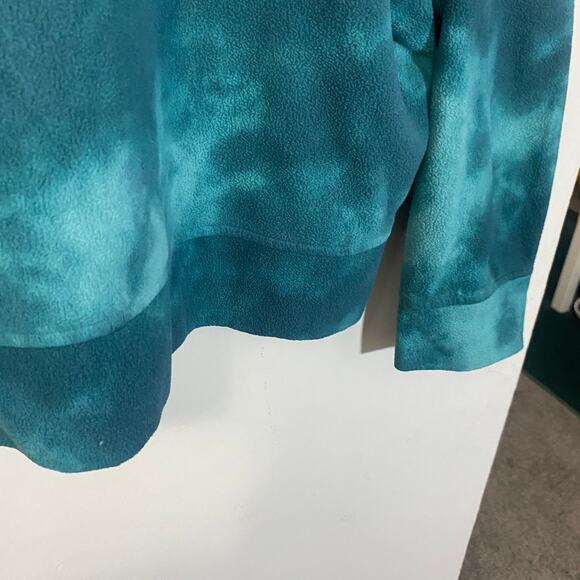 Old Navy Funnel-Neck Cropped Microfleece Sweatshirt White Teal Tie Dye Sz XXL - Picture 8 of 10